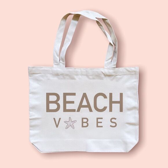 NWT Wool + Pepper Co. BEACH VIBES canvas Cotton Tote Bag - Picture 1 of 4
